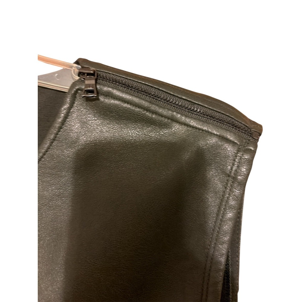 BCBGMAXAZRIA Vera olive green Faux Leather Panel Sleeveless Top M - Picture 5 of 9